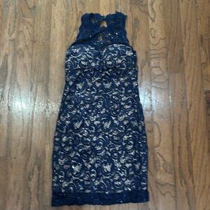 Navy Lace Sequin Dress